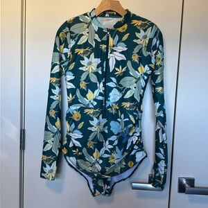 AXESEA Women’s Rash Guard Long Sleeve One Piece Ruched Zip Bathing Suit UPF 50+